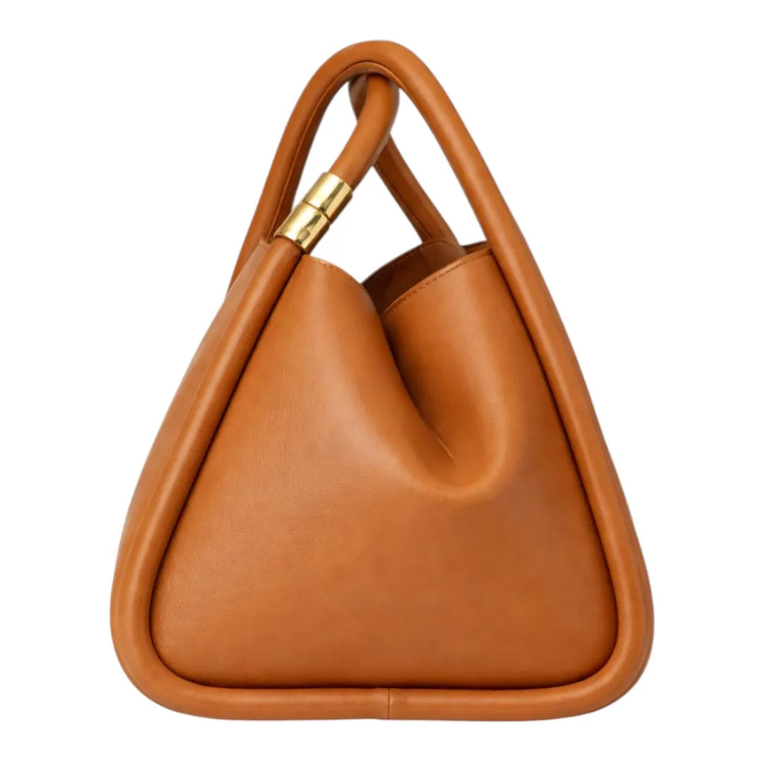 Yerix Luxury Brown Knot Handle PU Leather Handbag for Women