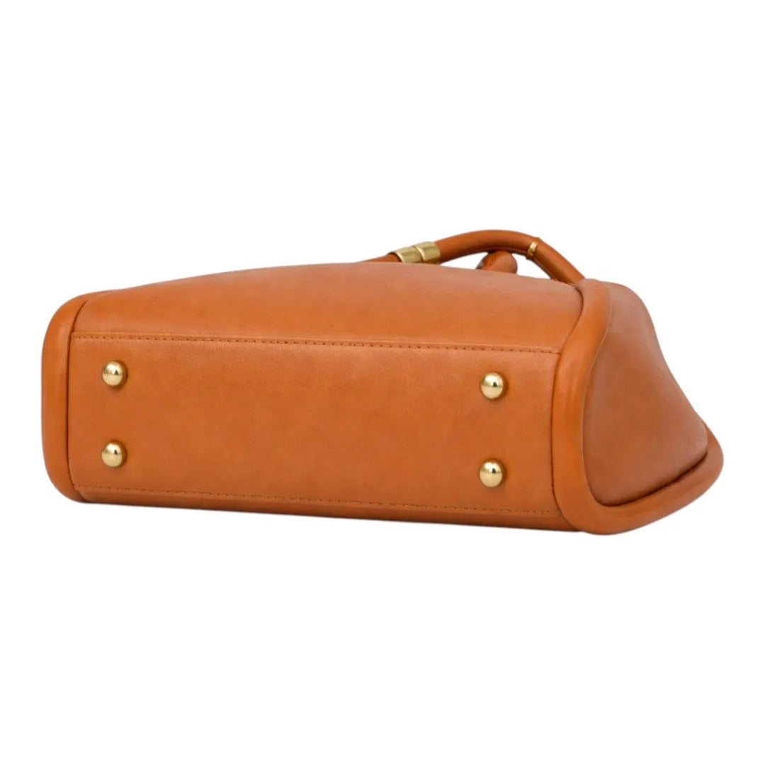 Yerix Luxury Brown Knot Handle PU Leather Handbag for Women