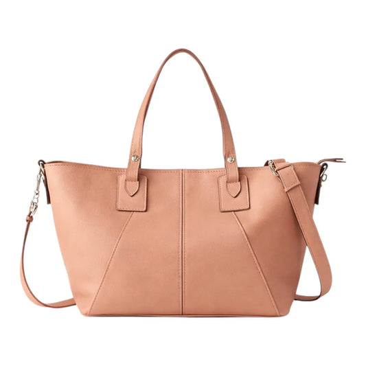 Yerix Elegant Peach PU Leather Tote Shoulder Bag for Women