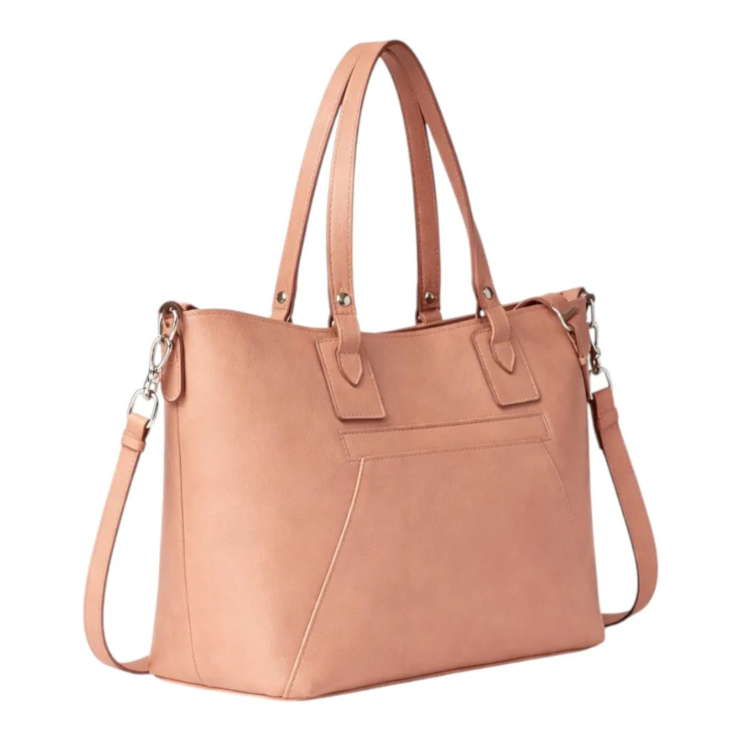 Yerix Elegant Peach PU Leather Tote Shoulder Bag for Women