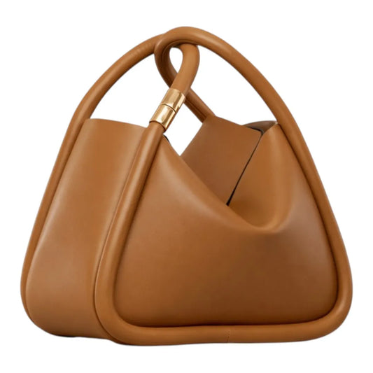 Yerix Luxury Brown Knot Handle PU Leather Handbag for Women